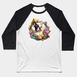 French Bulldog Floral Baseball T-Shirt